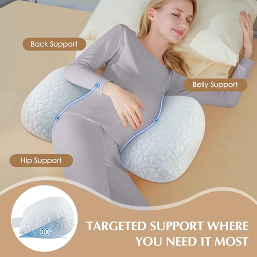 Image of DONAMA Memory Foam Pregnancy Pillow for Sleeping, Cooling Maternity Pillow