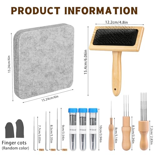 Image of SOCNITC Needle Felting Tools Kit with 6 inchx6 inch Felting Mat and Wool Brush