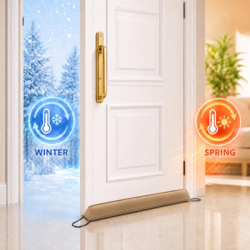 Image of Sunolga Door Draft Stopper, Removable Washable Cover, 38 inch, Terracotta | Weighted Gap Filler, Blocks Hot and Cold Air, All-Season Seal, Easy Install, Noise & Wind Blocker, Home Essentials