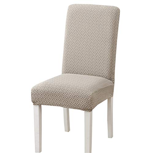 Juego de 6 fundas elásticas para sillas de comedor, jacquard, de alta elasticidad, extraíbles, lavables, para cocina, bar, hotel y boda, color caqui