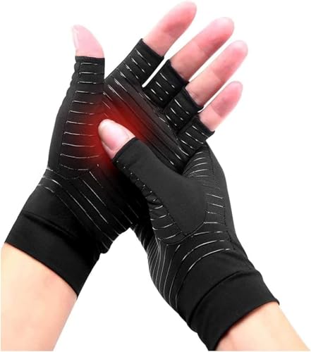Copper Compression Arthritis Gloves Best Copper Infused Glove for Women and Men Fingerless Compression Gloves Pain Relief and Healing for Arthritis Carpal Tunnel 1 Pair (M)