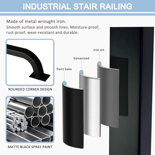Barre de maintien escalier 3m avec support mural rambarde fer - 5