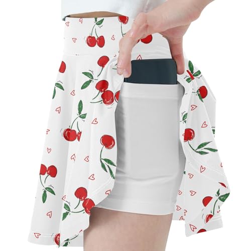 Girls Skorts High Waist Athletic Skirts with Shorts Cherry Stretchy Teens Performance Tennis2