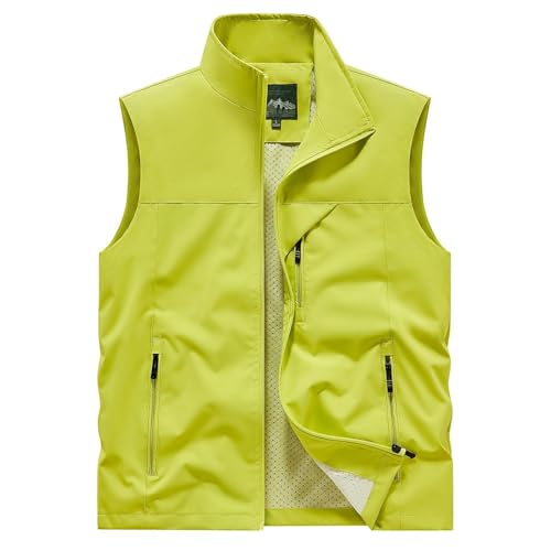 KBOPLEMQ Chaleco de verano para hombre, ligero, informal, chaleco de pesca, safariweate rápido, chaleco cargo de secado rápido, sin mangas, chaqueta con muchos bolsillos, para tiempo libre, fotografía