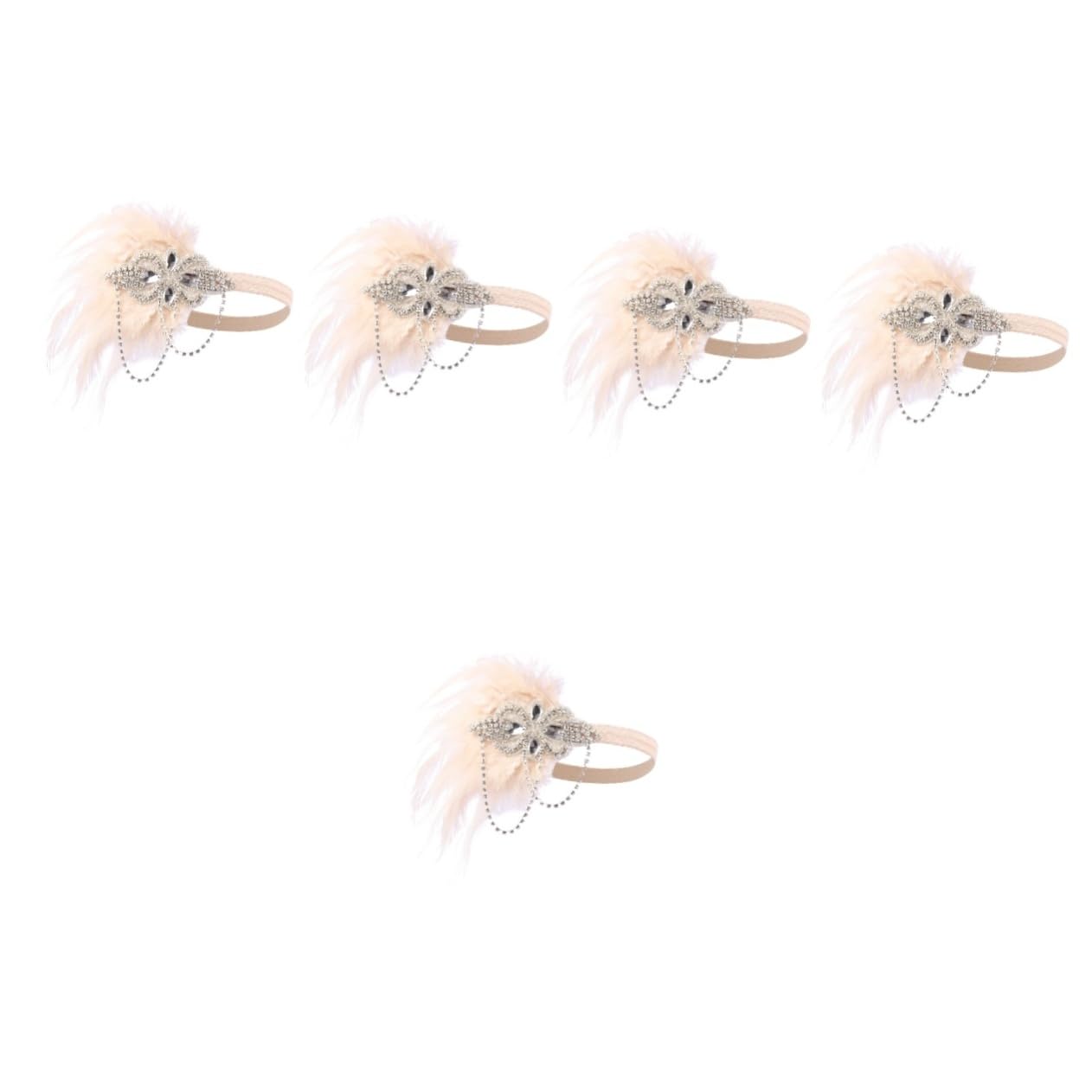5pezzi Cerchietto Vintage Con Strass e Frange Accessorio Per Elegante Per Feste e Cerimonie Per Tea Party e Occasioni Speciali Colore