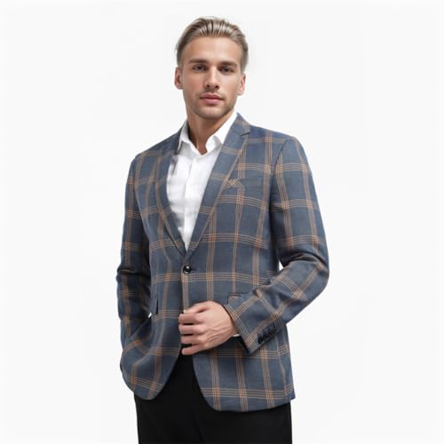 Iynnijoy Men's Plaid Blazer Casual Sports Coat Slim Fit Plaid Suit Jackets for Party Wedding3