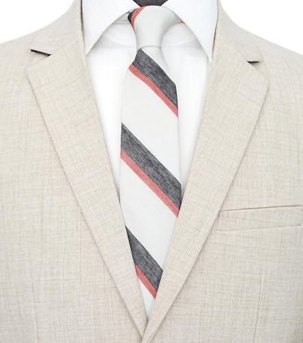 Image of BELLUNO Men's 2.5 inch Skinny Solid Cotton Linen Ties