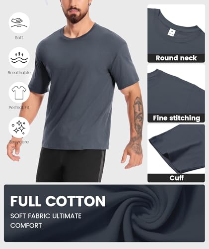 Image of Little Beauty 5 Pack Men's T-Shirts Crew Neck Short Sleeve Cotton Tee Casual Summer Tops