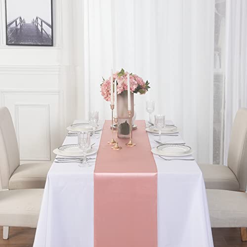 6 Pack Satin Table Runner, 12×108 Inch For Party Wedding, Birthday, Banquets，Graduation Engagements, Christmas, Decoration(Rose Gold) #TOP1