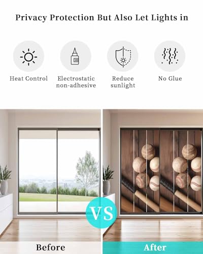 Película decorativa para ventana con diseño de béisbol 19.6"x39.3" miniatura 4
