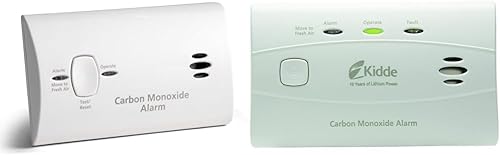 Kidde Detector de monóxido de carbono, alarma de CO alimentada por batería con LED, botón de reinicio de prueba y detector de monóxido de carbono
