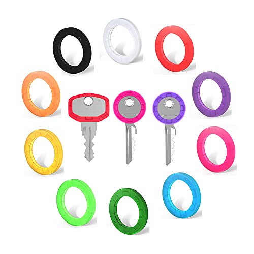 30PCS Key Caps Covers Tags, House Key Covers Color Key Coded Key ID Rings, Key Cap Key Color Identifier Rings in 10 Assorted Colors Perfect Coding System to Tag Your Keys