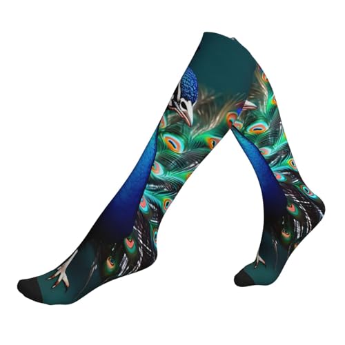 Beautiful peacock Print Compression Socks for Women and Men,15-20 mmHg is Best Support for Athletic sports