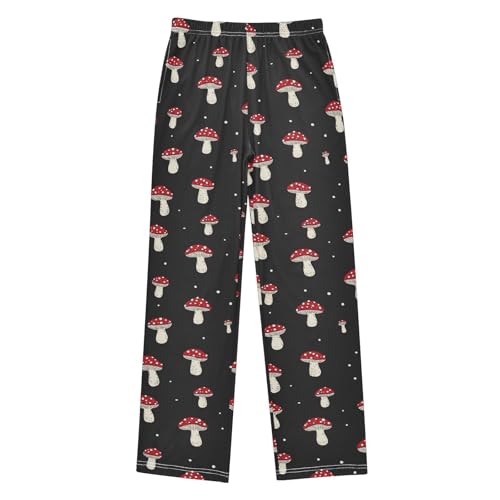 Pajama Bottoms, Pajamas Long Pant Cartoon Mushrooms Lounge Wear Casual Black Sleep Pants Soft Pjs Sleepwear