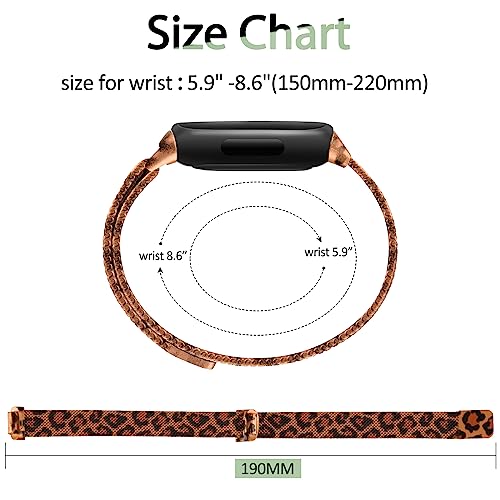 Vancle Strap compatible with Fitbit Inspire 3 Straps for Women Men Stainless Steel Mesh Loop Adjustable Wristband Replacement Band (Leopard) - Image 2
