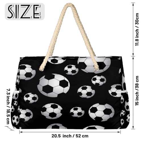 KOBLEN Soccer Sports Theme Large Beach Bag Waterproof Beach Bag for Women Oversized Sandproof Beach Tote Bag with Zipper for Gym Travel Daily Pool Bag Big Tote2