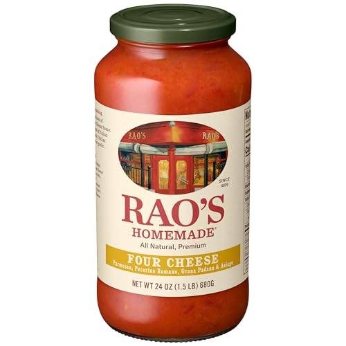Rao's Homemade Four Cheese Pasta Sauce, 24 oz, Tomato Sauce, All Purpose, Keto Friendly Pasta Sauce, Premium Quality Tomatoes from Italy