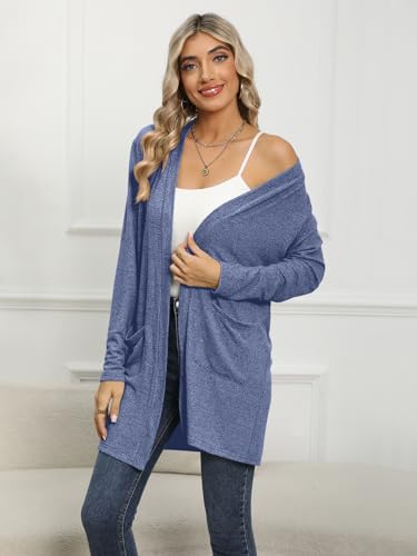 Image of DB MOON Womens Long Cardigan 2026 Fall Lightweight Long Sleeve Open Front Sweater with Pockets