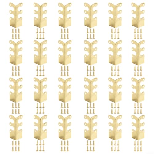 Valixirant Protectores de esquina, zócalos de metal vintage, construcción de hierro para una protección duradera, paquete de 6 en bronce, oro, plata, negro, protección decorativa para zócalo (dorado