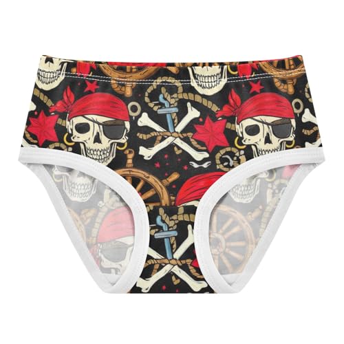Cotton Toddler Underwear Custom Nautical Pirate Skulls Red Black Girl Panties Cute Durable Underpants Briefs 2t