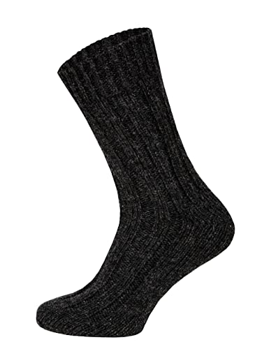 2 Paar Virgin Wool Wollsocken Socken Herren Und Damen - Extra Dicke Warme Wollsocken Mit 100% Schaf Wollanteil Natürliche Regulierung Der Fußtemperatur Strapazierfähig | Grau Anthrazit 43-46 Cover