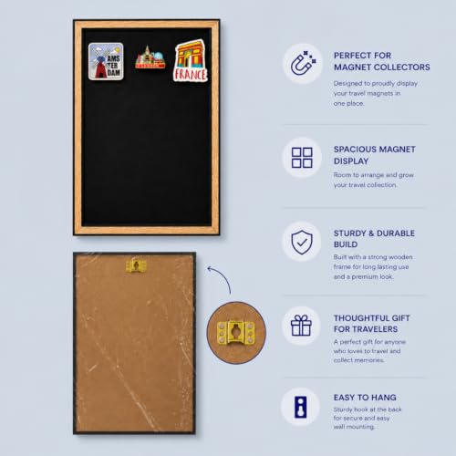 Image of Travel Souvenir Magnet Frame - Solid Background | Black | 12 inchx18 inch (Vertical)