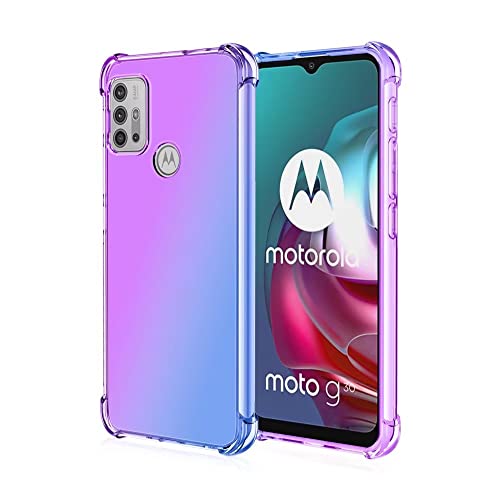 WILLIS Funda para Motorola Moto G10 / G20 / G30, Carcasa Protectora de Color Degradado Transparente, 6.5' Case para Teléfono Anticaída y Antiarañazos Azul PúRpura