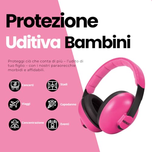 Estro Cuffie Neonato Antirumore Insonorizzate - Cuffie Antirumore Bambini Protezione Acustica Bambini Protezione Dell’Udito Neonato EM1 (Rosa) - 3