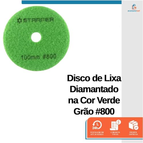 Kit 5 Disco de Lixa Diamantado Polimento Fecho Aderente 100mm Grão 800 - Starfer