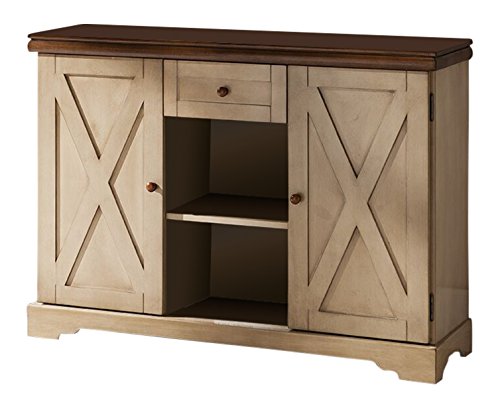 Kings Brand Furniture Console Table, Antique White/Walnut #TOP4
