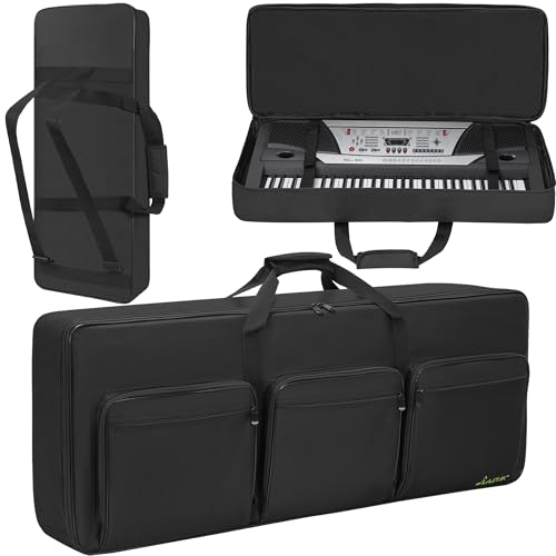 OUUTMEE Sac pour Clavier 61 Touches,Sac de Transport pour Clavier de Piano électrique 61 Touches avec bandoulière réglable et 6 Poches pour Accessoires,...