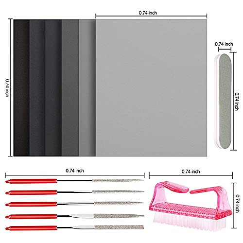 Kqcibz 23 Pcs Resin Casting Tools Set, Epoxy Resin Polishing Kit, 12 Sand, 5 Polishing Blocks, 5 Shapes Files, 1 Brush