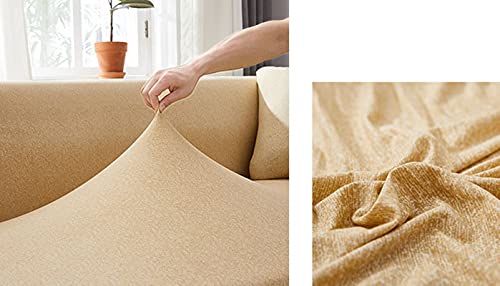 Housse de canapé 1 place jaune extensible en polyester au design moderne