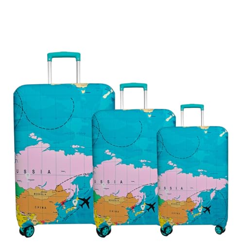 Image of Printed Luggage Cover for Traveling Bag & Suitcase - Stretchable & Scratchproof Trolley Protector with Velcro Lock & Lightweight Washable Material(Suitcase Bag Not Included, Only Cover in Product)