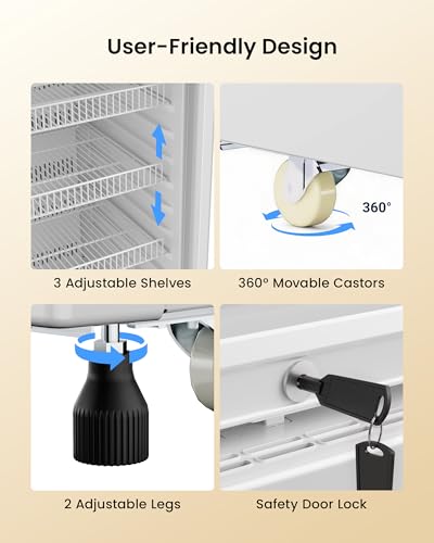 Image of 6 Cu.Ft Glass Door Commercial Display Refrigerator | LED Lightbox, Display Refrigerator, 32-50F Cooling, Auto Defrost, Adjustable Shelves, Lock & Casters, ETL Certified