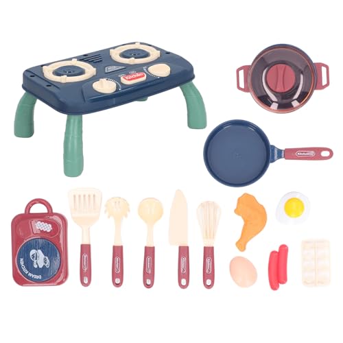 DGLDCSHUAI Juego de Accesorios de Cocina con Sonido de luz Realista Juego de Cocina para niños pequeños (Azul)
