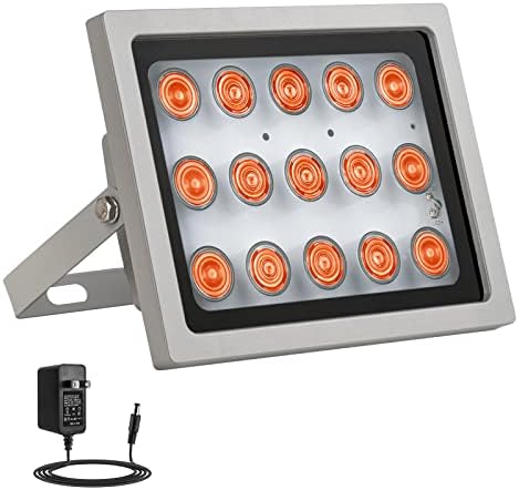 LONNKY IR Illuminator 90 Degree Wide Angle,165ft/50m Long Range,15-LEDs 850nm Infrared Flood Light for Security Camera, Waterproof, Auto ON/Off, Metal Housing,