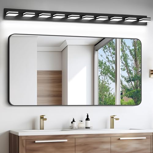 Image of IZORRO LED Modern Bathroom Lights Fixtures(10-Light,Dimmable),Matte Black Acrylic Wall Lighting,Vanity Lights for Bathroom Over Mirror - 6000k 46In （No Assembly Required）
