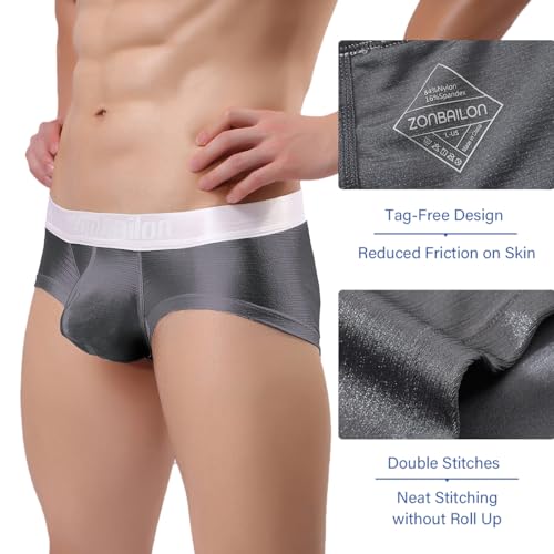 YINYOUYU Mens Bulge Enhancing Pouch Underwear Silk Seamless Short Leg Boxer Briefs3