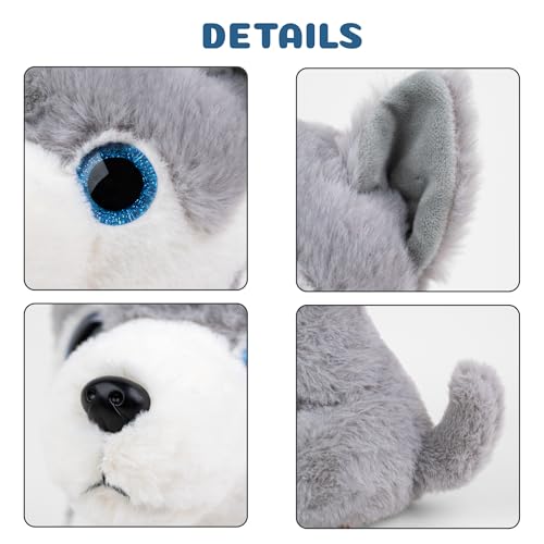Image of Mirada Cute Grey Glittery Eyes Husky Dog Soft Toy for Girls /Kids | Stuffed Plush Animal | Soft Toys for Kids, Cute Soft Toys, Stuffed Animals, Animal Soft Toy, Cuddle Toy, Baby Gift, Gift Item | 25cm