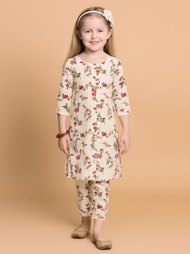 Image of A.T.U.N. (ALL THINGS UBER NICE) Girls Printed 3 /4 Sleeve Kurti and Pant Set | Stylish Traditional Ethnic Wear Salwar Suit Set for All Ocassions