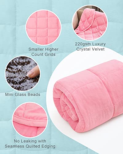 Cottonblue Weighted Blanket 7Lbs For Adults, Luxury Crystal Velvet Weighted Lap Blanket For Relaxation, Lounging, Sleeping & Travel -Household Machine Washable, Pink, 29" X 24" #TOP3