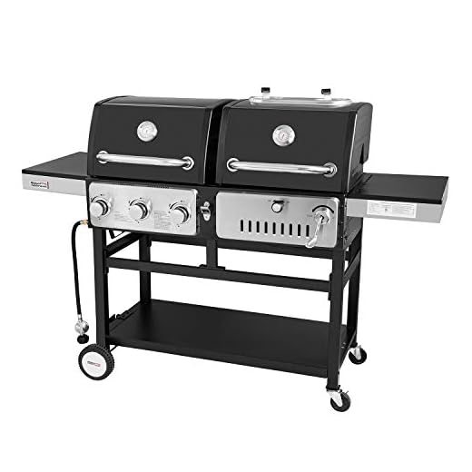 Royal Gourmet ZH3003 Dual 3-Burner Gas and Charcoal Grill Combo, for Outdoor Cooking, Black