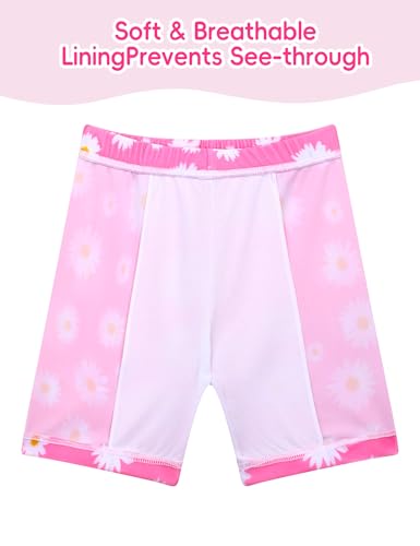 Image of Girl Swimsuits 2 Pieces Multicolor Short Sleeve Quick Dry Durable Rash Guard Set with Shorts