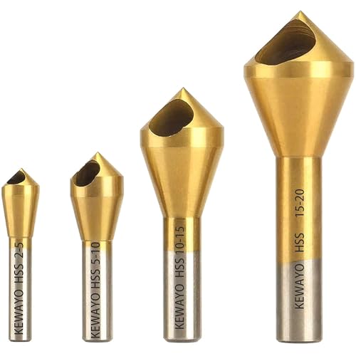 KEWAYO 4pcs Titanium Coated Countersink Chamfer Tool Deburring Tool Set Metal Wood Drill Bits Zhongbo Business