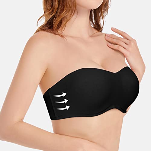 Onreverie Women's Strapless Backless Clear Straps Convertible Bandeau Underwire Multiway Bra - Image 4