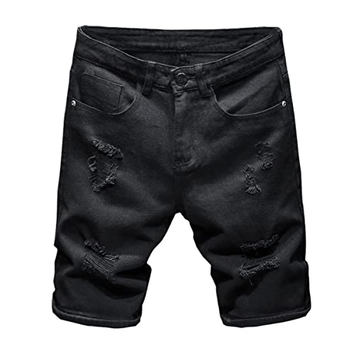 Short en denim noir homme déchiré classique slim décontracté taille 4