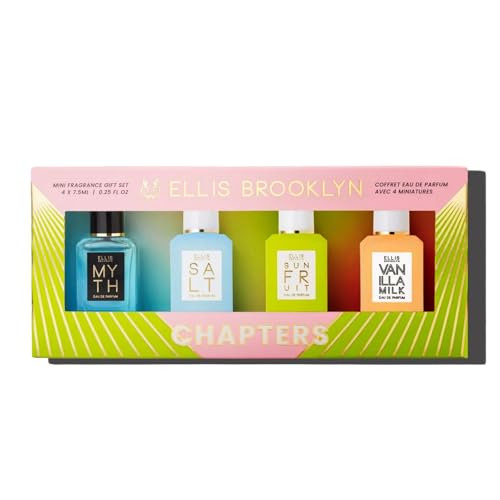 Ellis Brooklyn Chapters Mini Fragrance Gift Set 4 x 7.5ml Eau de Parfum Mini Dabbers Includes MYTH SALT SUN FRUIT & VANILLA MILK Luxury Vegan & Cruelty-Free Perfume Gift Set