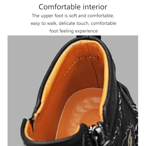 Stepthetop Motorcycle Boots, Stepthetop Boots Men, Men'S Hand-Stitched Leather Boots-Wide Toe, Waterproof, Anti-Slip2