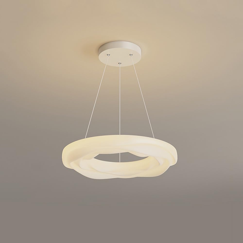 Plafonnier nordique blanc lait en fleur avec suspension LED réglable